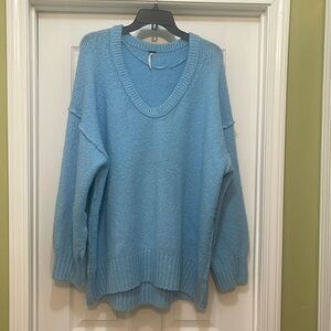 Free People - Brookside sweater pullover oversized knit in blue - size M